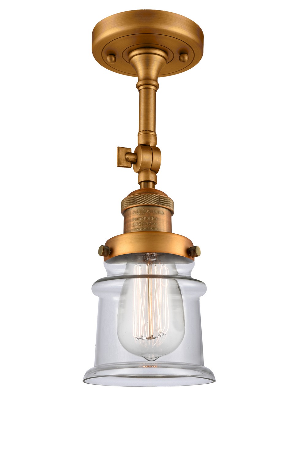 LED Semi-Flush Mount by Innovations - Franklin Restoration Collection, Brushed Brass Finish - 201F-BB-G182S-LED