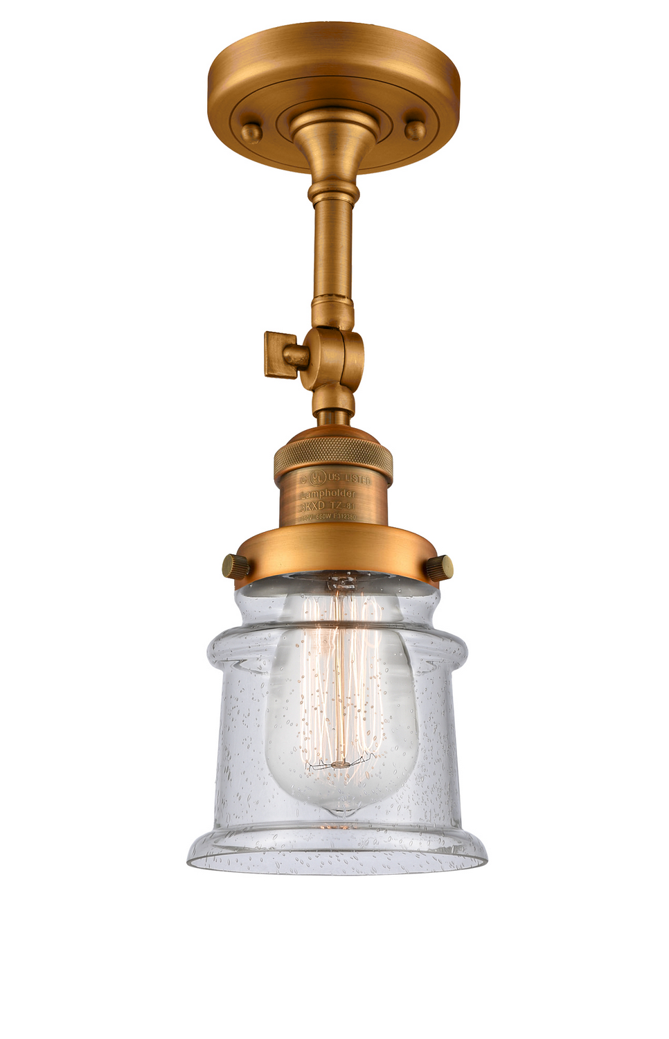 One Light Semi-Flush Mount by Innovations - Franklin Restoration Collection, Brushed Brass Finish - 201F-BB-G184S