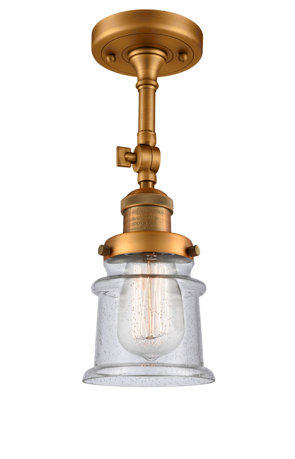 LED Semi-Flush Mount by Innovations - Franklin Restoration Collection, Brushed Brass Finish - 201F-BB-G184S-LED