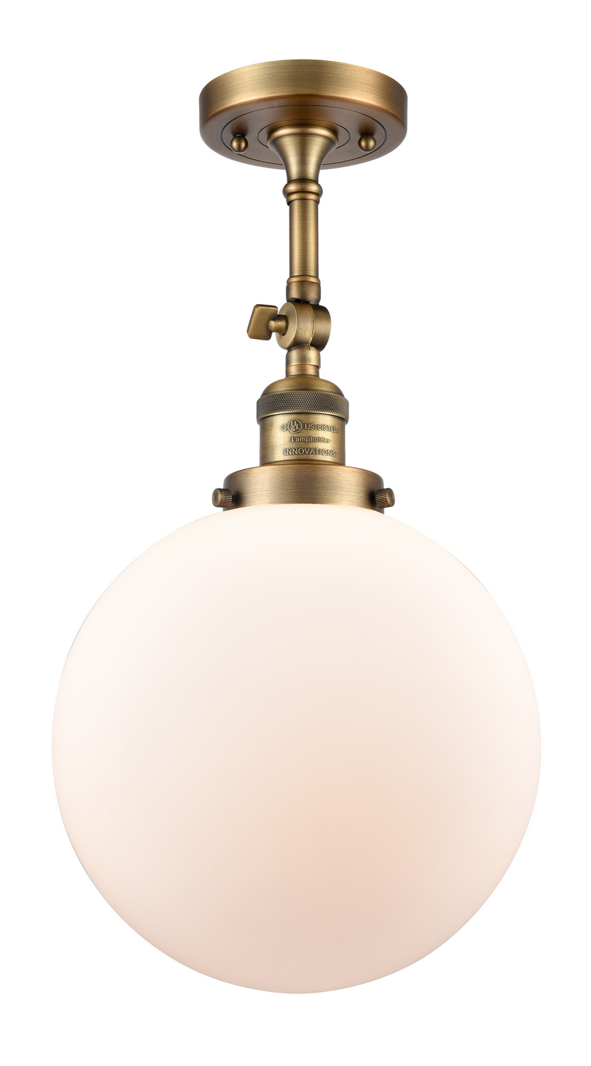 One Light Semi-Flush Mount by Innovations - Franklin Restoration Collection, Brushed Brass Finish - 201F-BB-G201-10