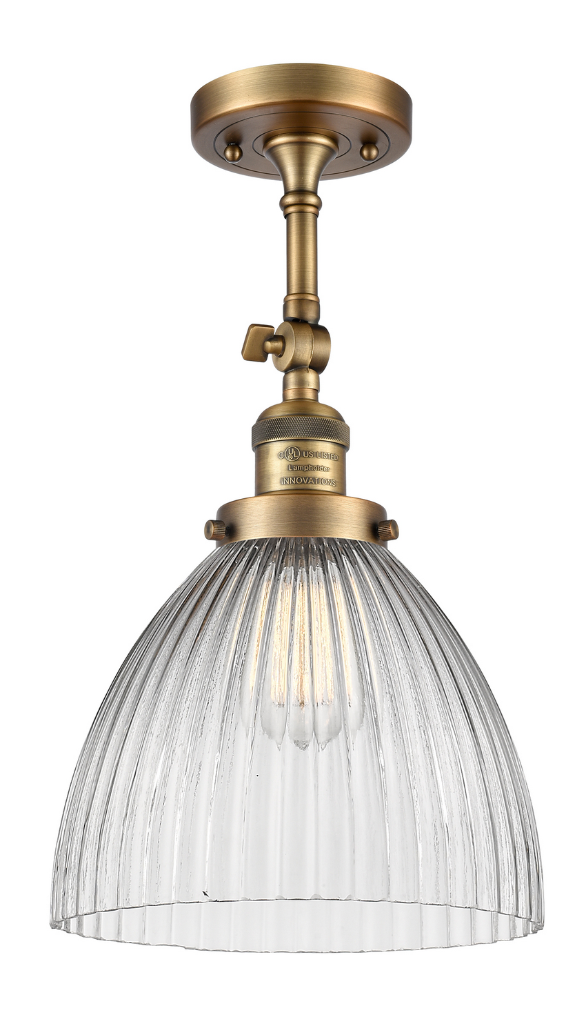 One Light Semi-Flush Mount by Innovations - Franklin Restoration Collection, Brushed Brass Finish - 201F-BB-G222