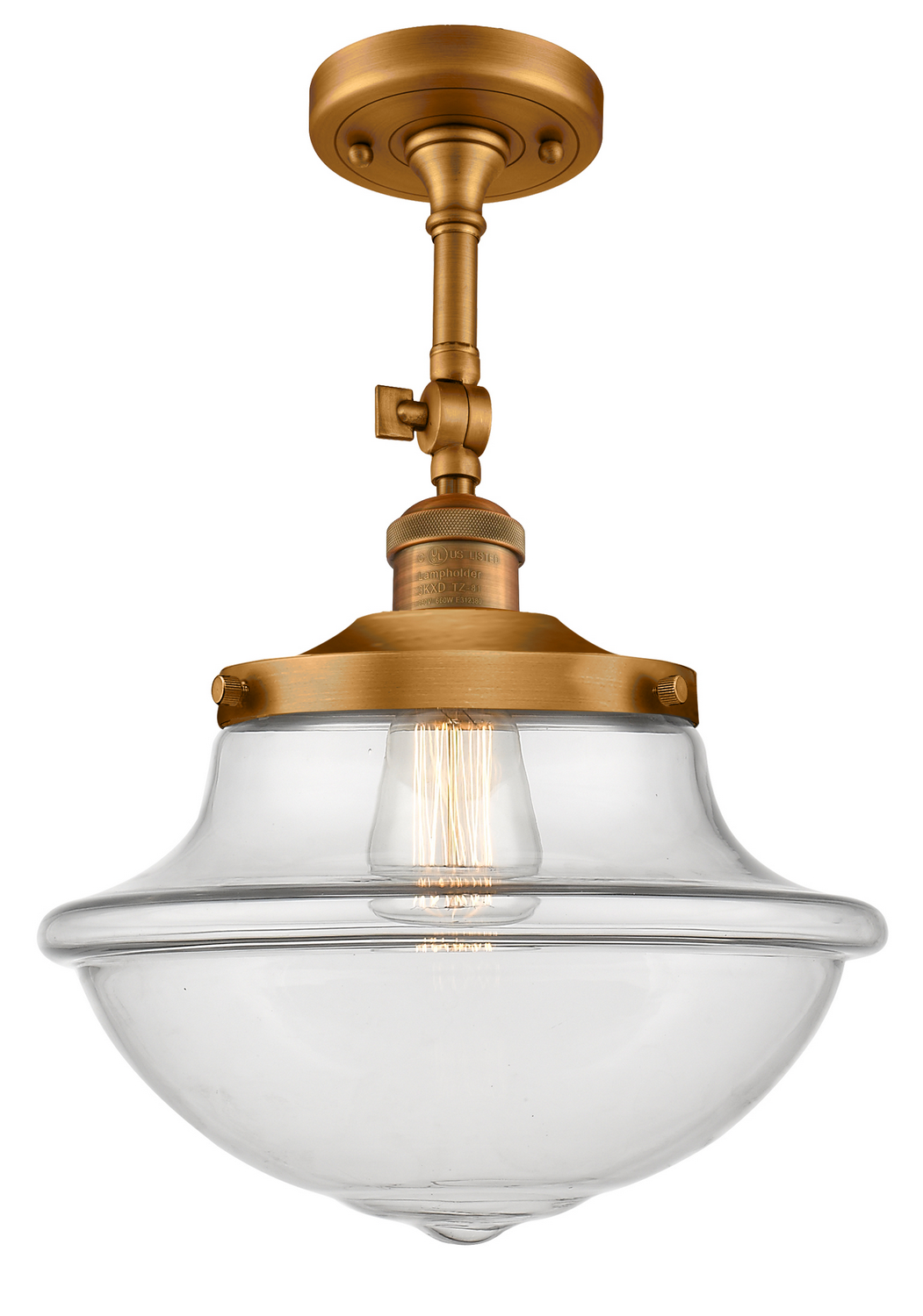 One Light Semi-Flush Mount by Innovations - Franklin Restoration Collection, Brushed Brass Finish - 201F-BB-G542