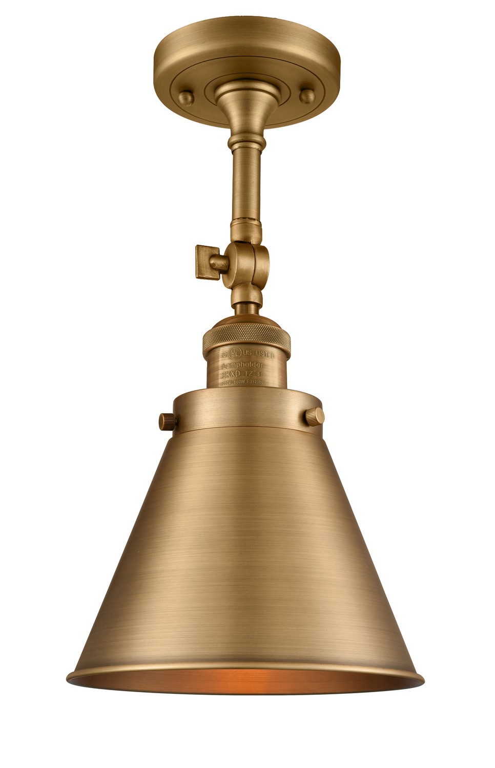 LED Semi-Flush Mount by Innovations - Franklin Restoration Collection, Brushed Brass Finish - 201F-BB-M13-BB-LED