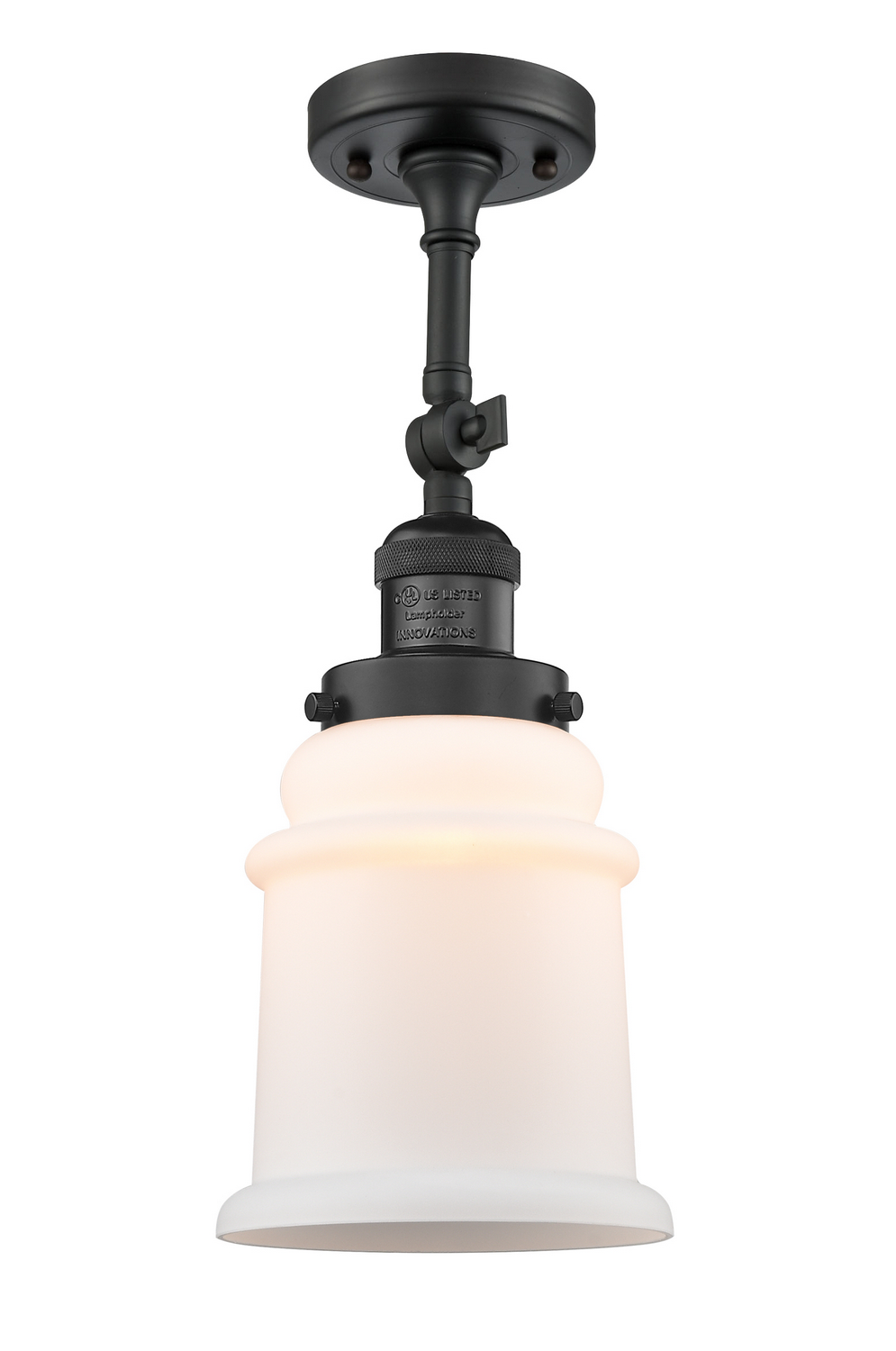 One Light Semi-Flush Mount by Innovations - Franklin Restoration Collection, Matte Black Finish - 201F-BK-G181