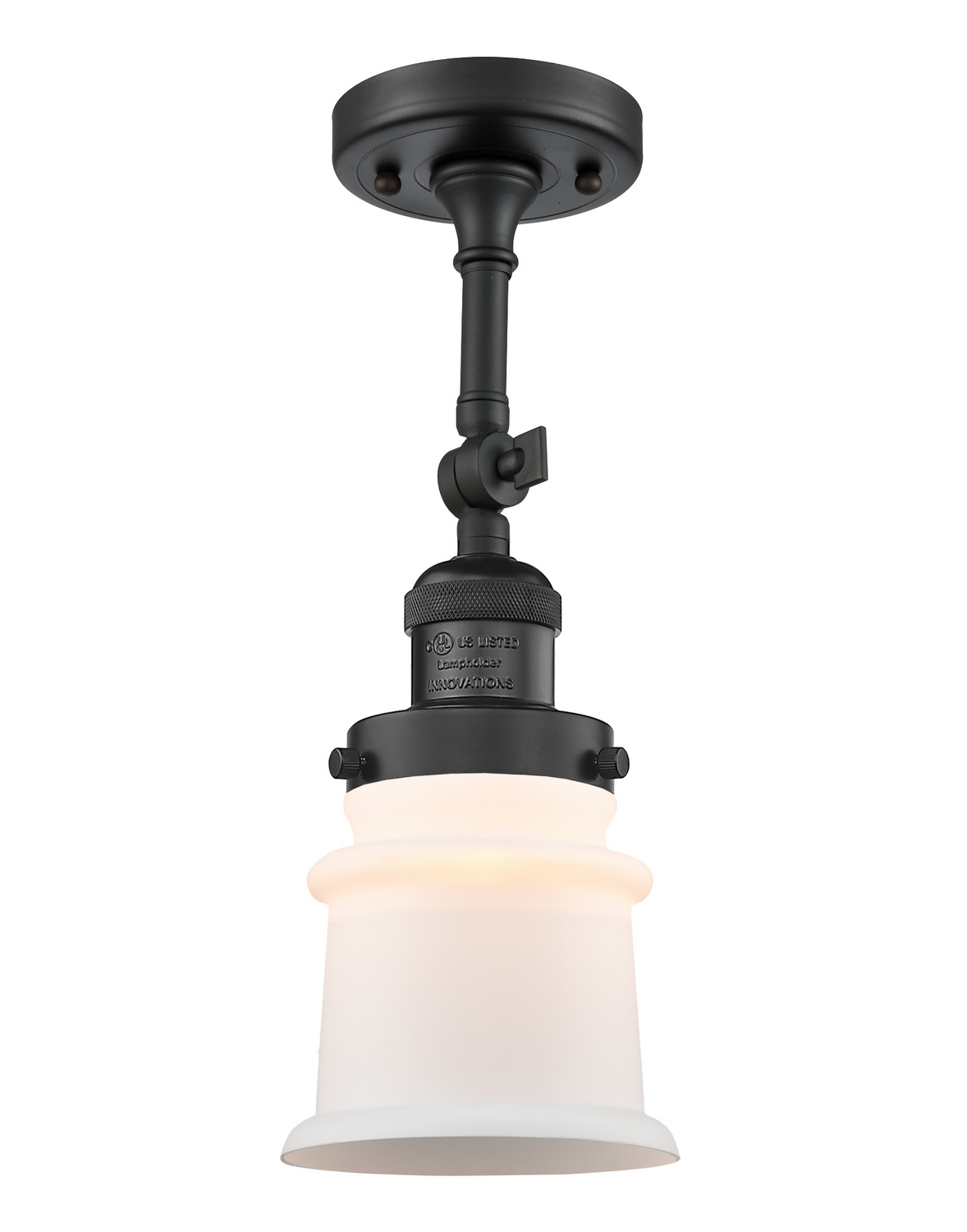 One Light Semi-Flush Mount by Innovations - Franklin Restoration Collection, Matte Black Finish - 201F-BK-G181S