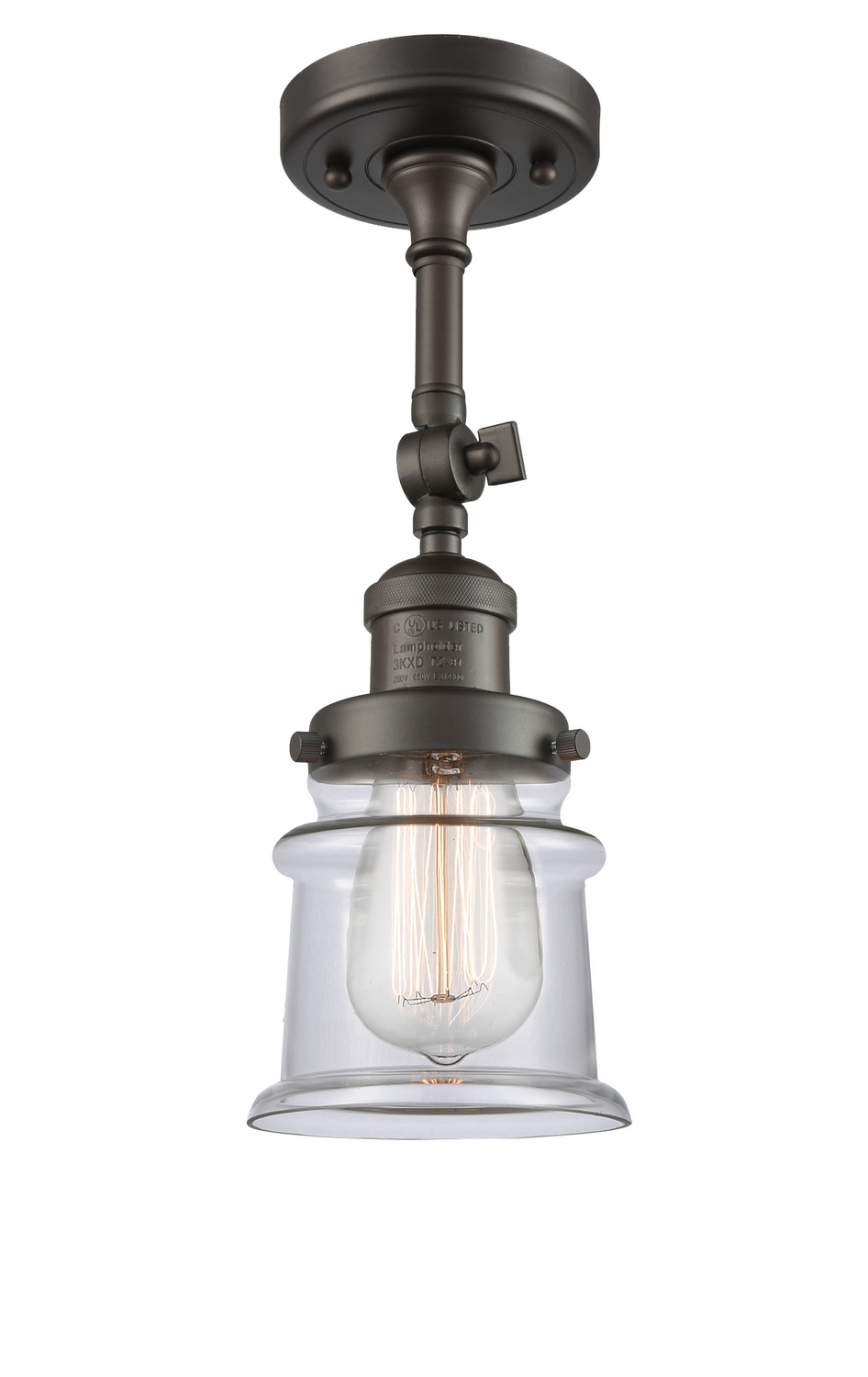 One Light Semi-Flush Mount by Innovations - Franklin Restoration Collection, Oil Rubbed Bronze Finish - 201F-OB-G182S