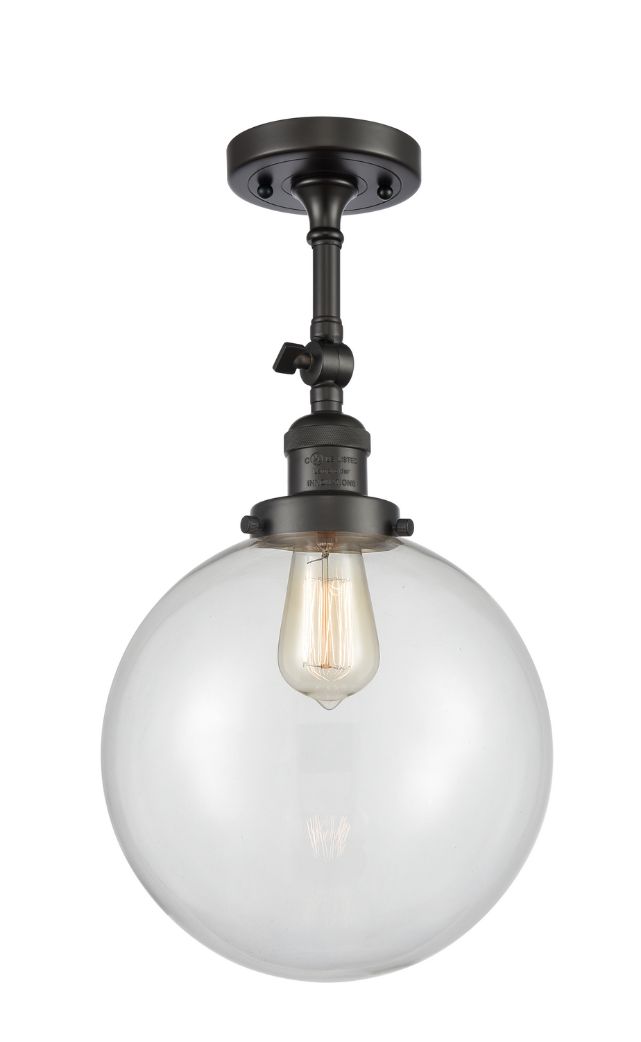 One Light Semi-Flush Mount by Innovations - Franklin Restoration Collection, Oil Rubbed Bronze Finish - 201F-OB-G202-10