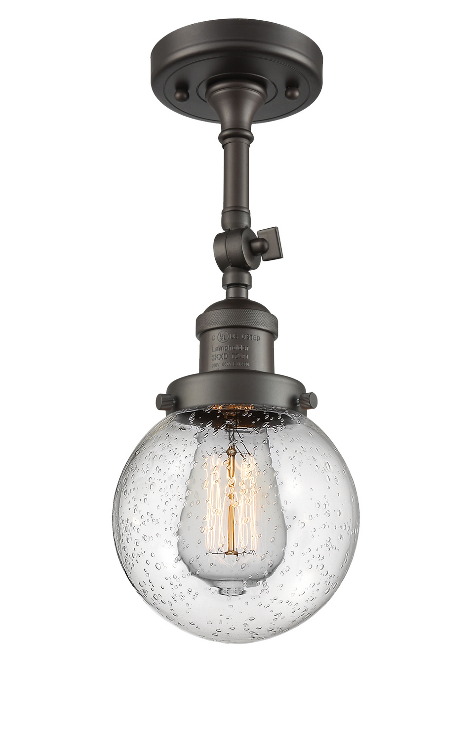 One Light Semi-Flush Mount by Innovations - Franklin Restoration Collection, Oil Rubbed Bronze Finish - 201F-OB-G204-6