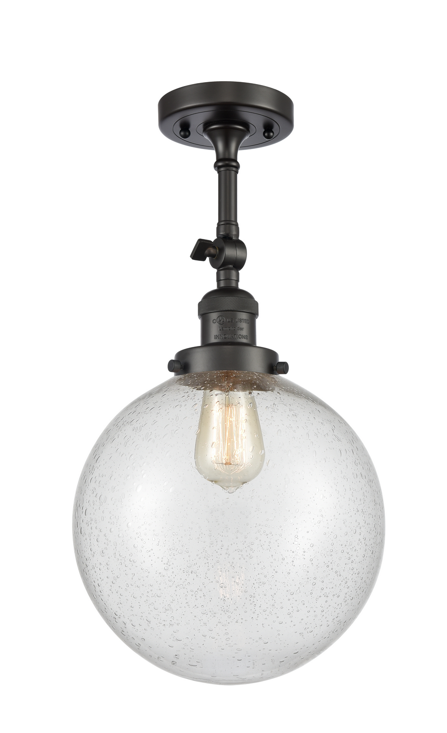 One Light Semi-Flush Mount by Innovations - Franklin Restoration Collection, Oil Rubbed Bronze Finish - 201F-OB-G204-8