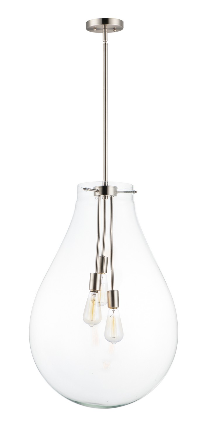 Maxim Gourd Three Light Pendant in Satin Nickel - 10166CLSN