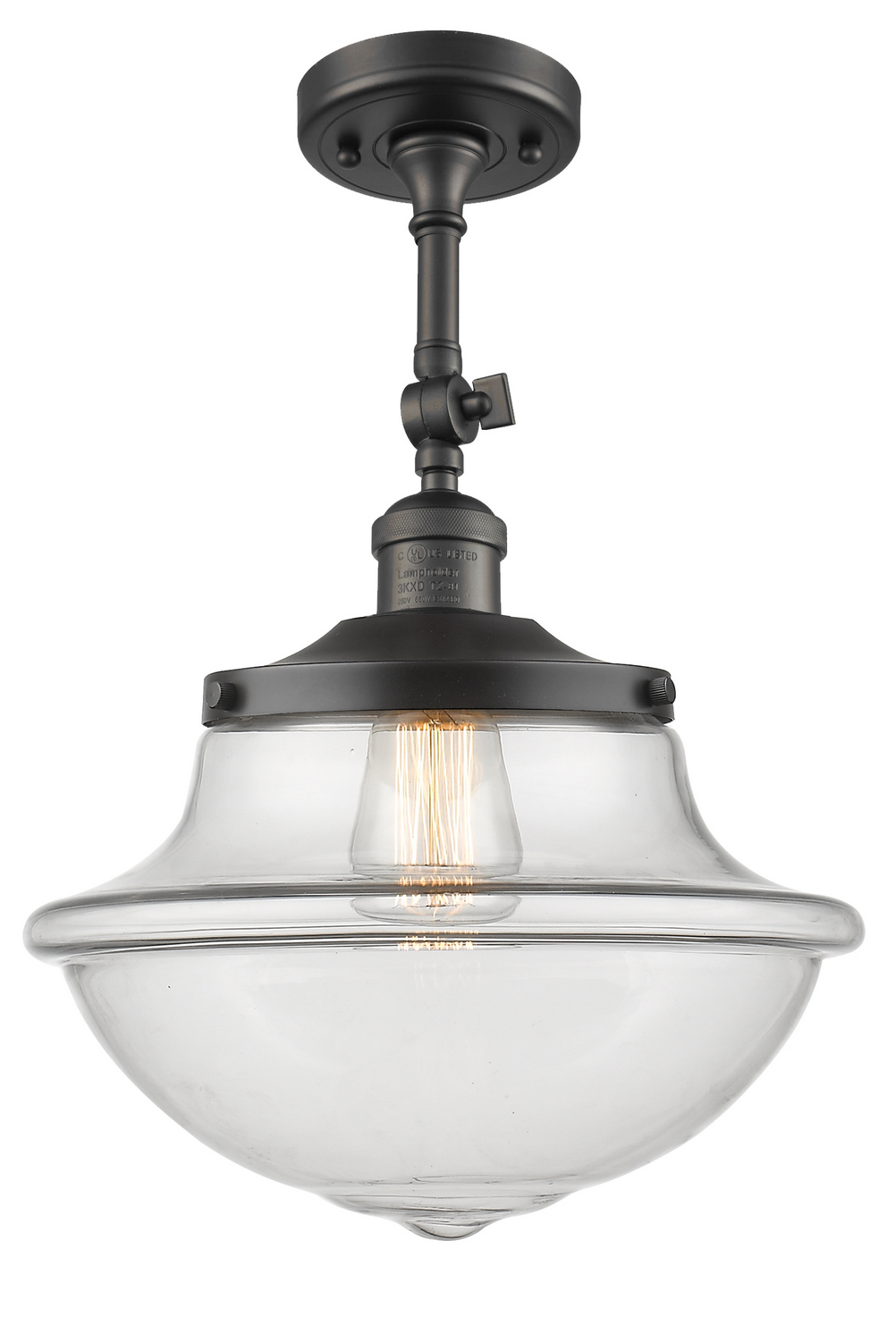 One Light Semi-Flush Mount by Innovations - Franklin Restoration Collection, Oil Rubbed Bronze Finish - 201F-OB-G542