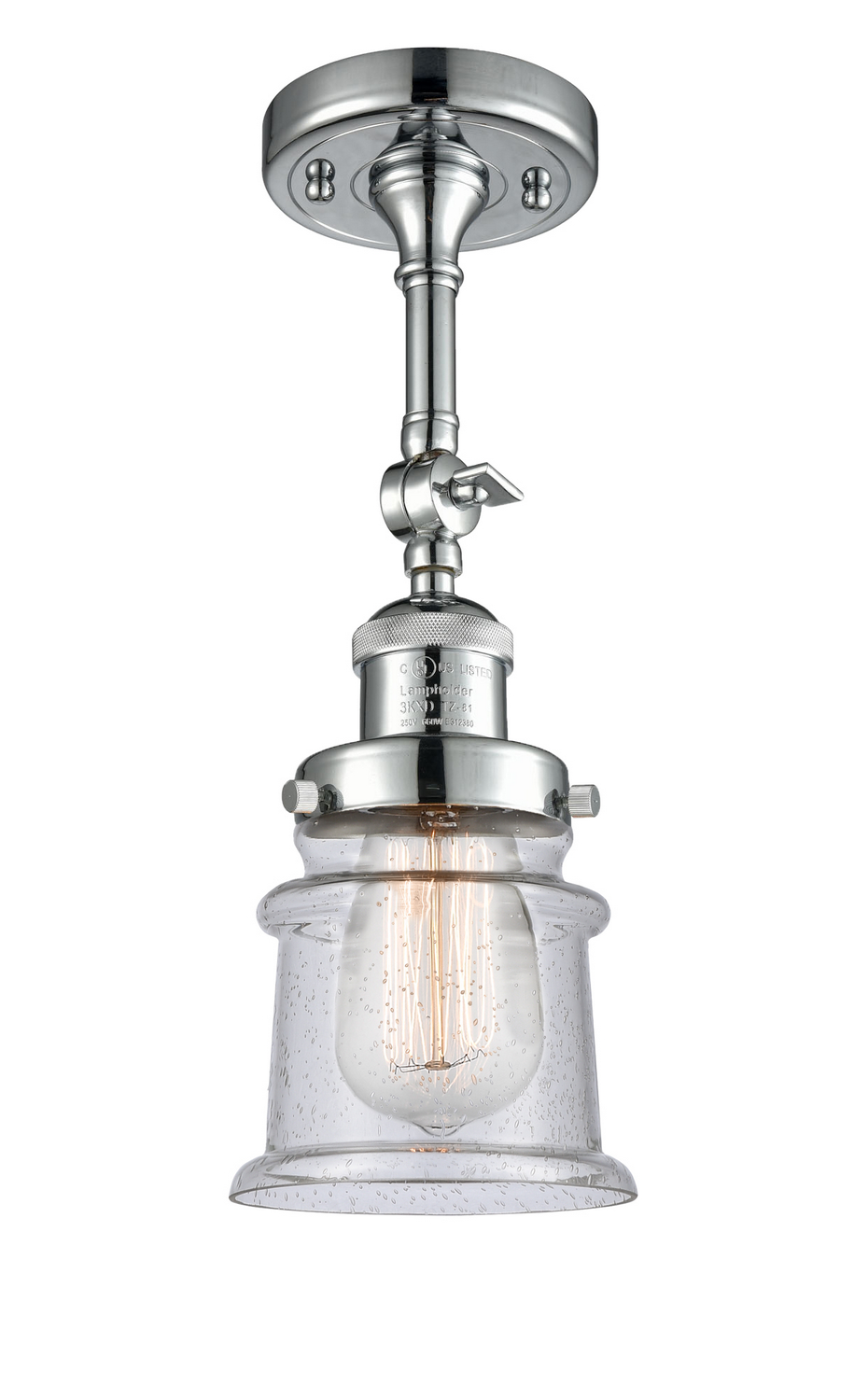 One Light Semi-Flush Mount by Innovations - Franklin Restoration Collection, Polished Chrome Finish - 201F-PC-G184S