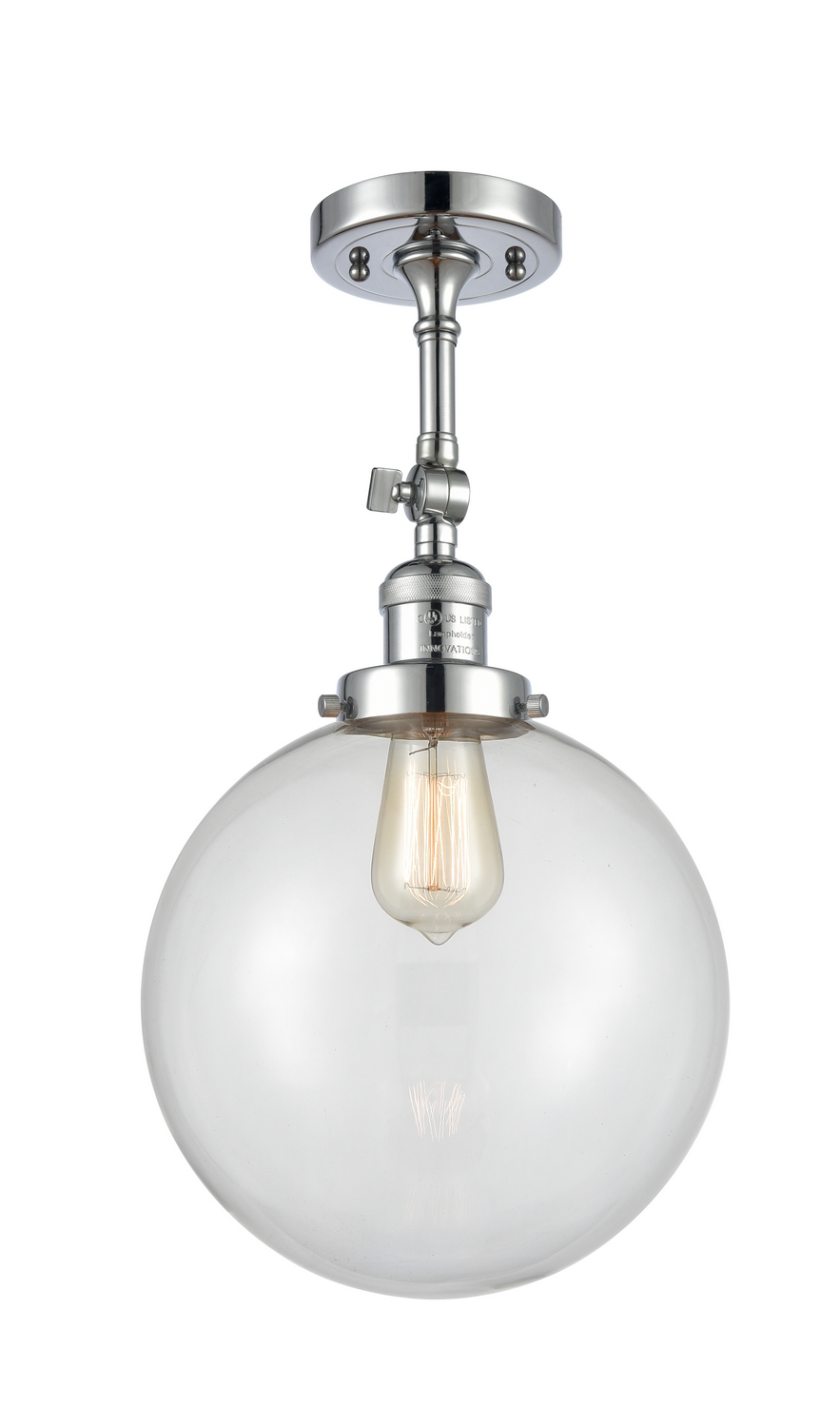 One Light Semi-Flush Mount by Innovations - Franklin Restoration Collection, Polished Chrome Finish - 201F-PC-G202-10