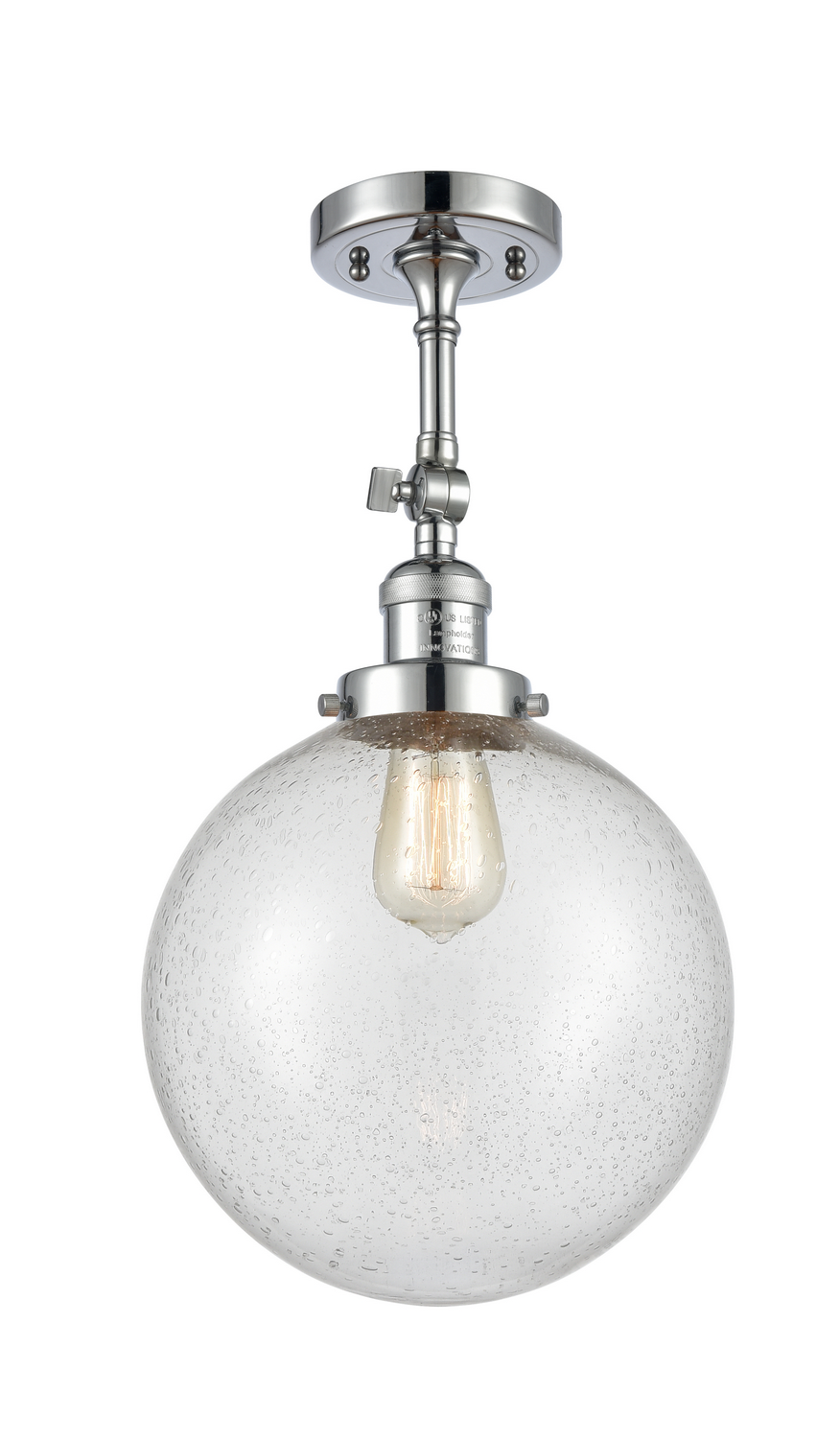 One Light Semi-Flush Mount by Innovations - Franklin Restoration Collection, Polished Chrome Finish - 201F-PC-G204-10