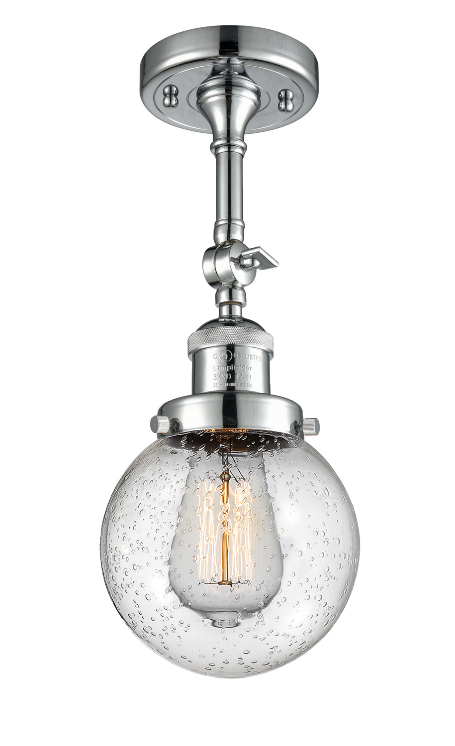 One Light Semi-Flush Mount by Innovations - Franklin Restoration Collection, Polished Chrome Finish - 201F-PC-G204-6