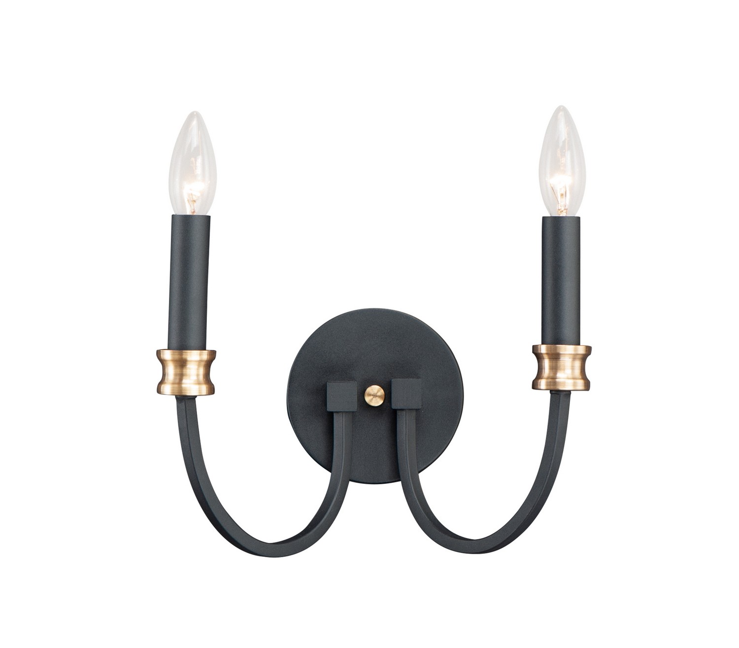 Maxim Charlton Two Light Wall Sconce in Black / Antique Brass - 11372BKAB