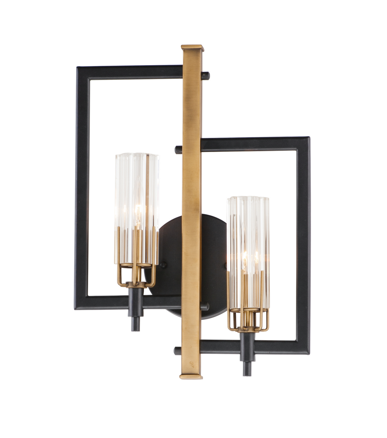 Maxim Flambeau Two Light Wall Sconce in Black / Antique Brass - 16115CLBKAB