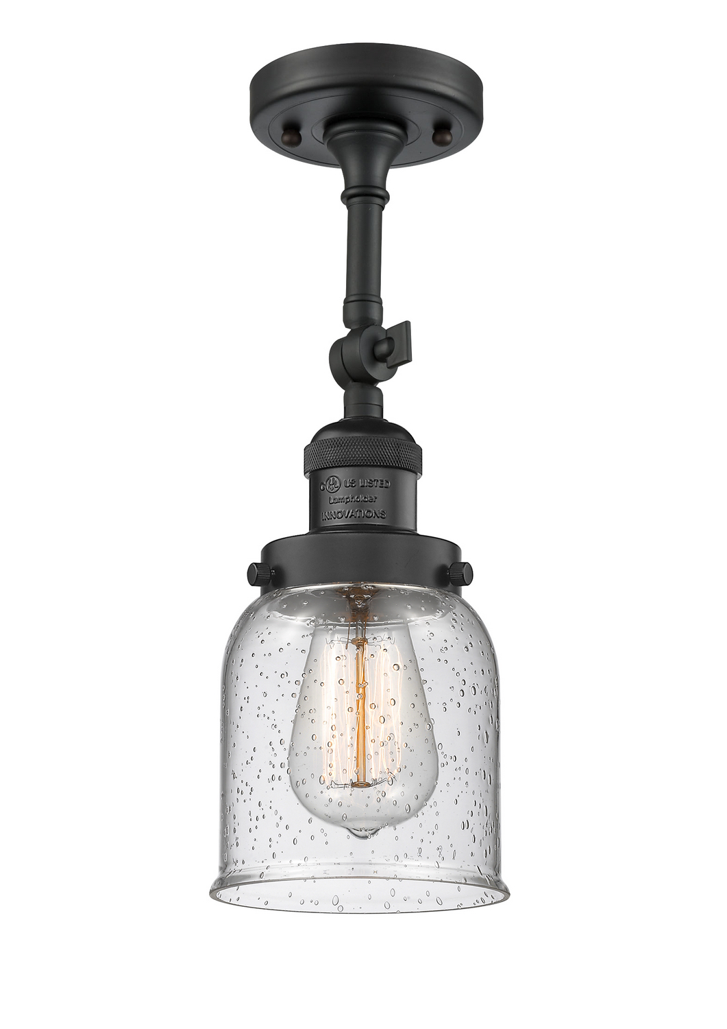 One Light Semi-Flush Mount by Innovations - Franklin Restoration Collection, Matte Black Finish - 201F-BK-G54