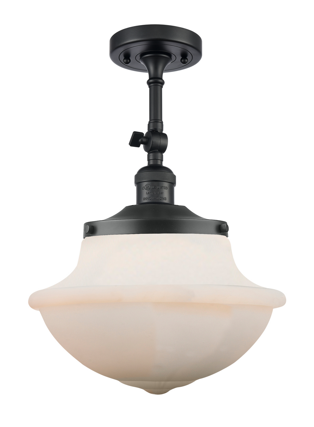 One Light Semi-Flush Mount by Innovations - Franklin Restoration Collection, Matte Black Finish - 201F-BK-G541