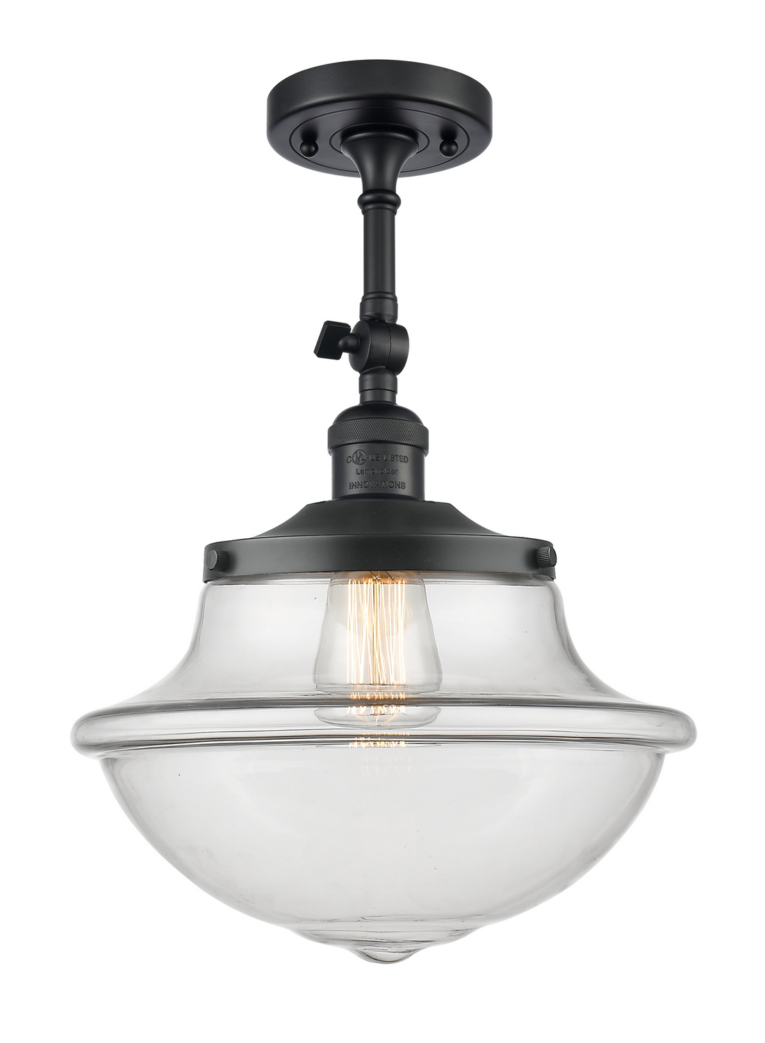 One Light Semi-Flush Mount by Innovations - Franklin Restoration Collection, Matte Black Finish - 201F-BK-G542