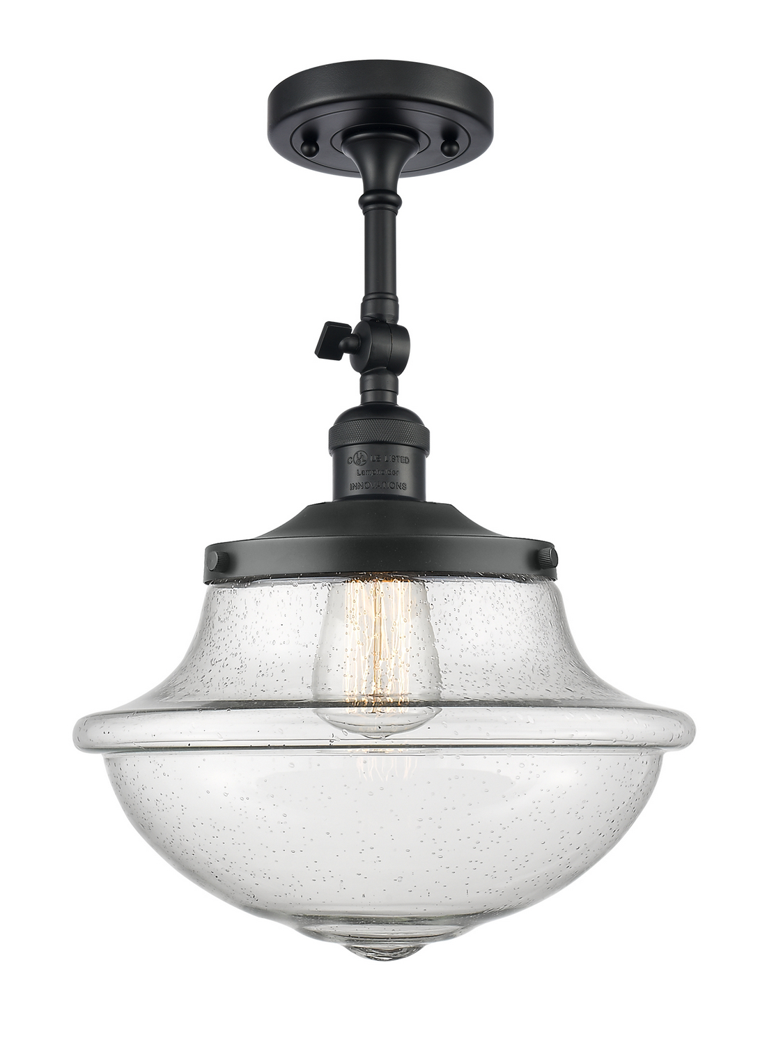 One Light Semi-Flush Mount by Innovations - Franklin Restoration Collection, Matte Black Finish - 201F-BK-G544