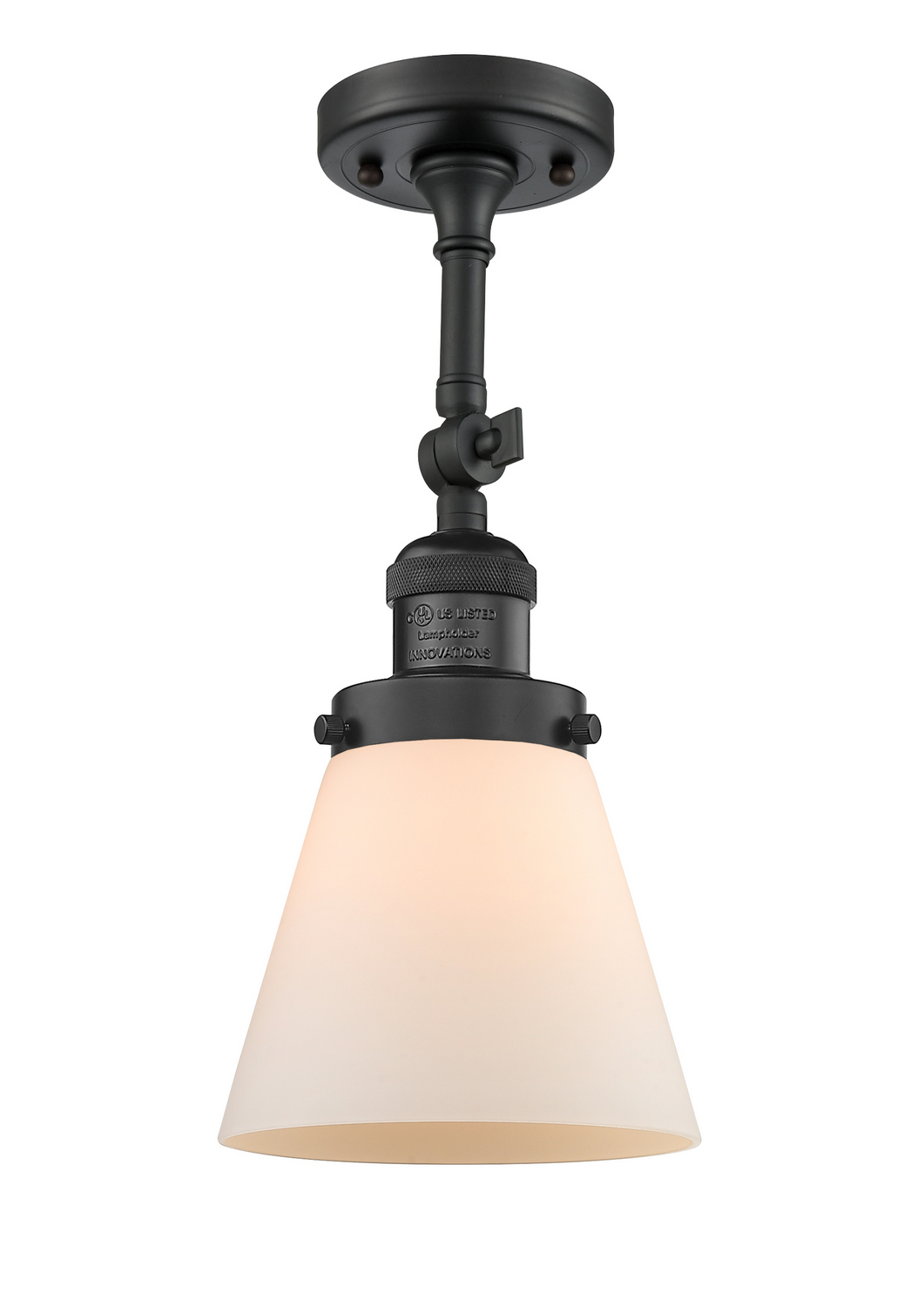 One Light Semi-Flush Mount by Innovations - Franklin Restoration Collection, Matte Black Finish - 201F-BK-G61