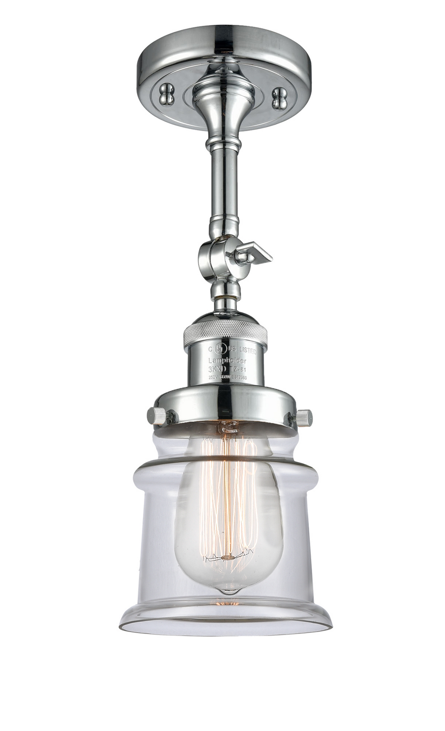 One Light Semi-Flush Mount by Innovations - Franklin Restoration Collection, Polished Chrome Finish - 201F-PC-G182S
