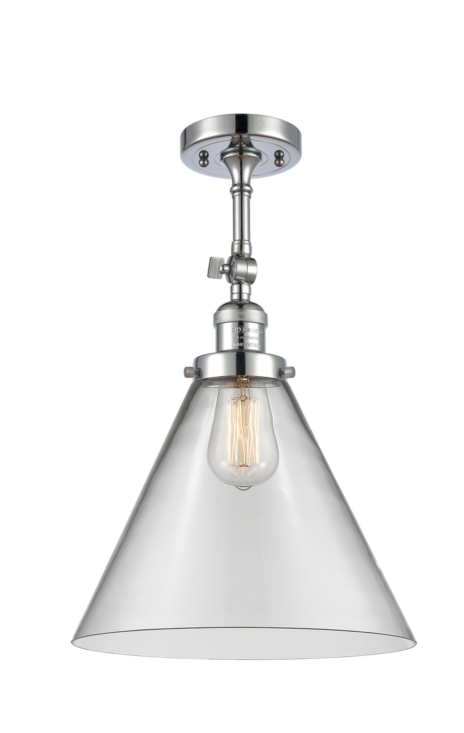 One Light Semi-Flush Mount by Innovations - Franklin Restoration Collection, Polished Chrome Finish - 201F-PC-G42-L