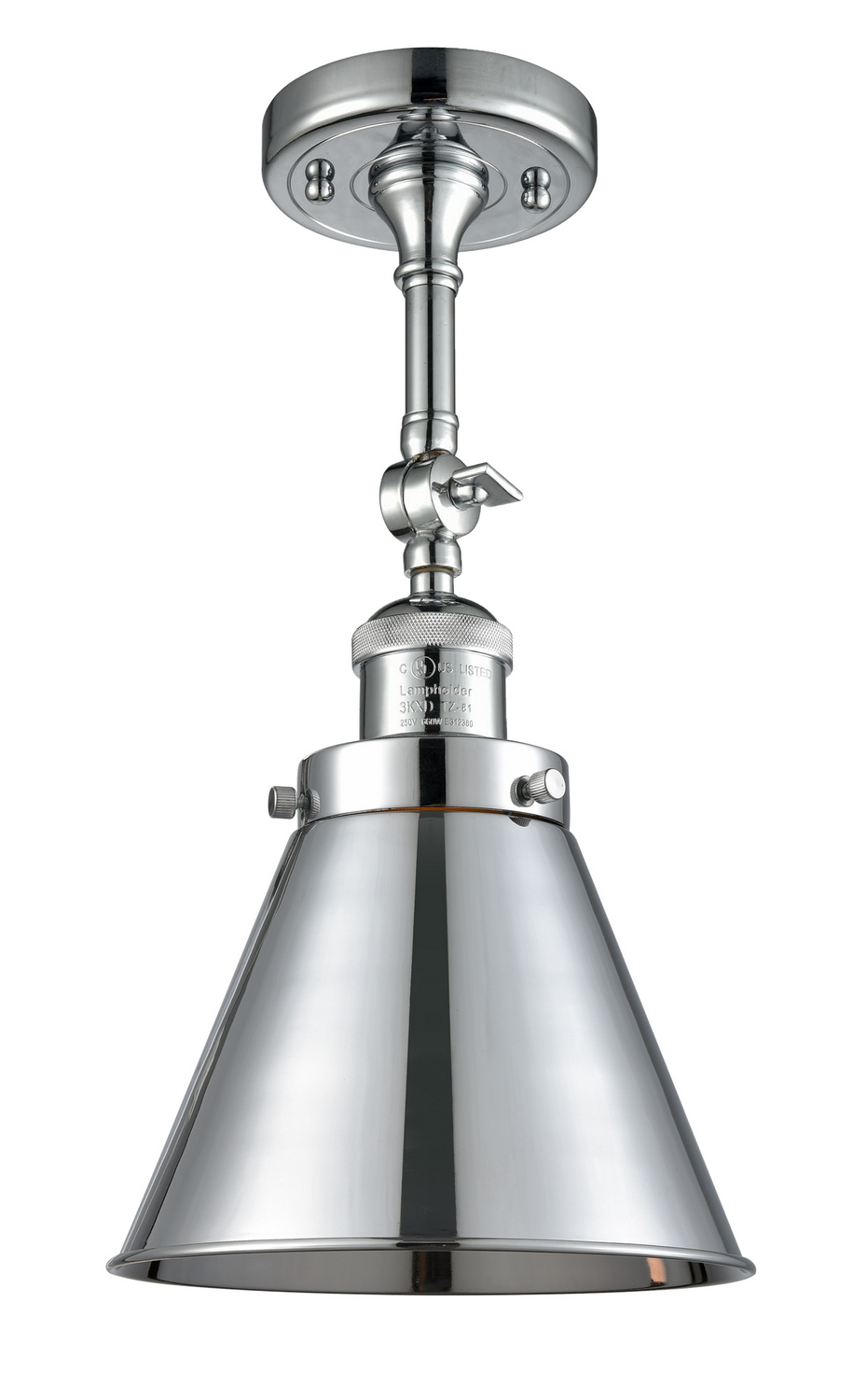 One Light Semi-Flush Mount by Innovations - Franklin Restoration Collection, Polished Chrome Finish - 201F-PC-M13-PC