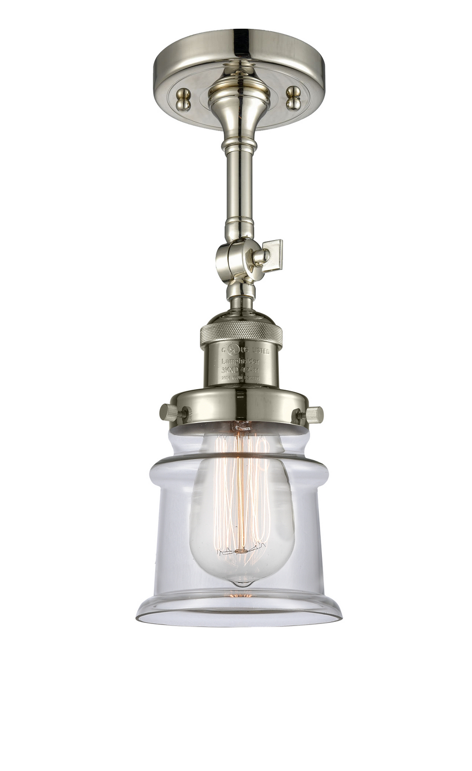 One Light Semi-Flush Mount by Innovations - Franklin Restoration Collection, Polished Nickel Finish - 201F-PN-G182S