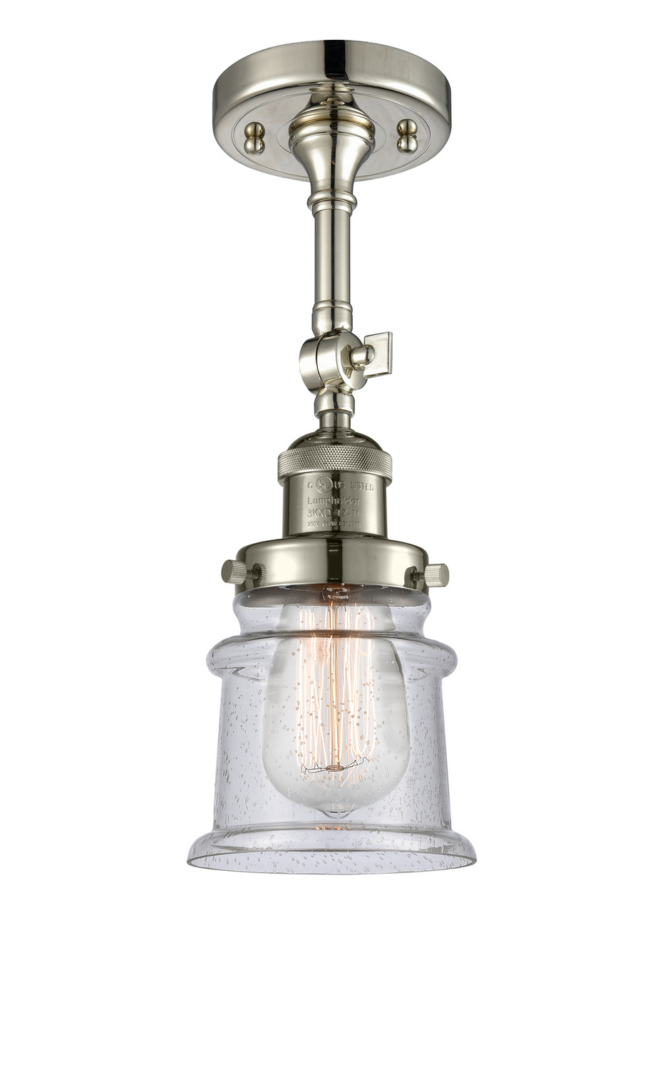 One Light Semi-Flush Mount by Innovations - Franklin Restoration Collection, Polished Nickel Finish - 201F-PN-G184S