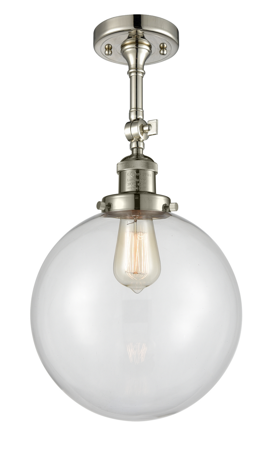 One Light Semi-Flush Mount by Innovations - Franklin Restoration Collection, Polished Nickel Finish - 201F-PN-G202-10