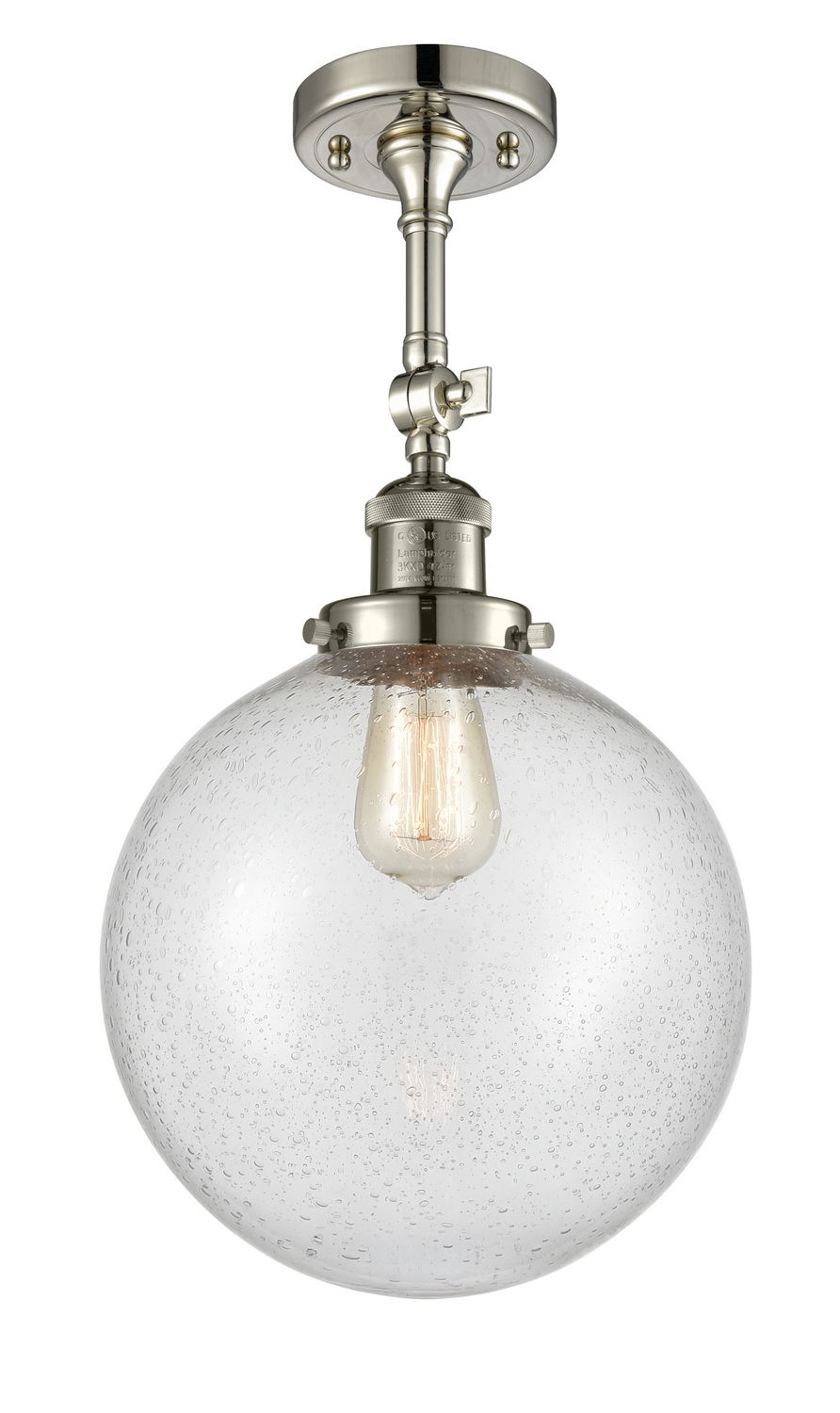 One Light Semi-Flush Mount by Innovations - Franklin Restoration Collection, Polished Nickel Finish - 201F-PN-G204-10