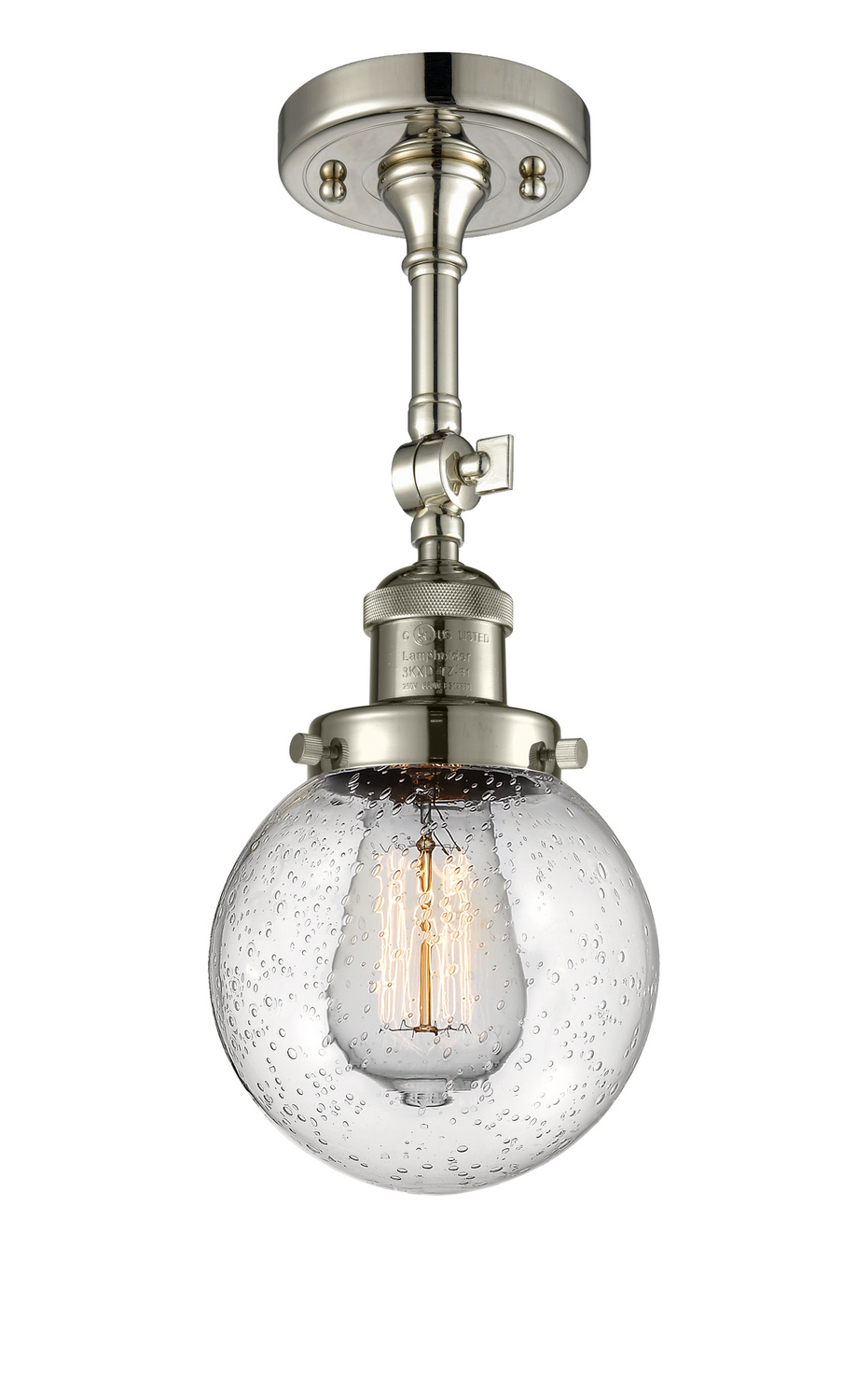 One Light Semi-Flush Mount by Innovations - Franklin Restoration Collection, Polished Nickel Finish - 201F-PN-G204-6