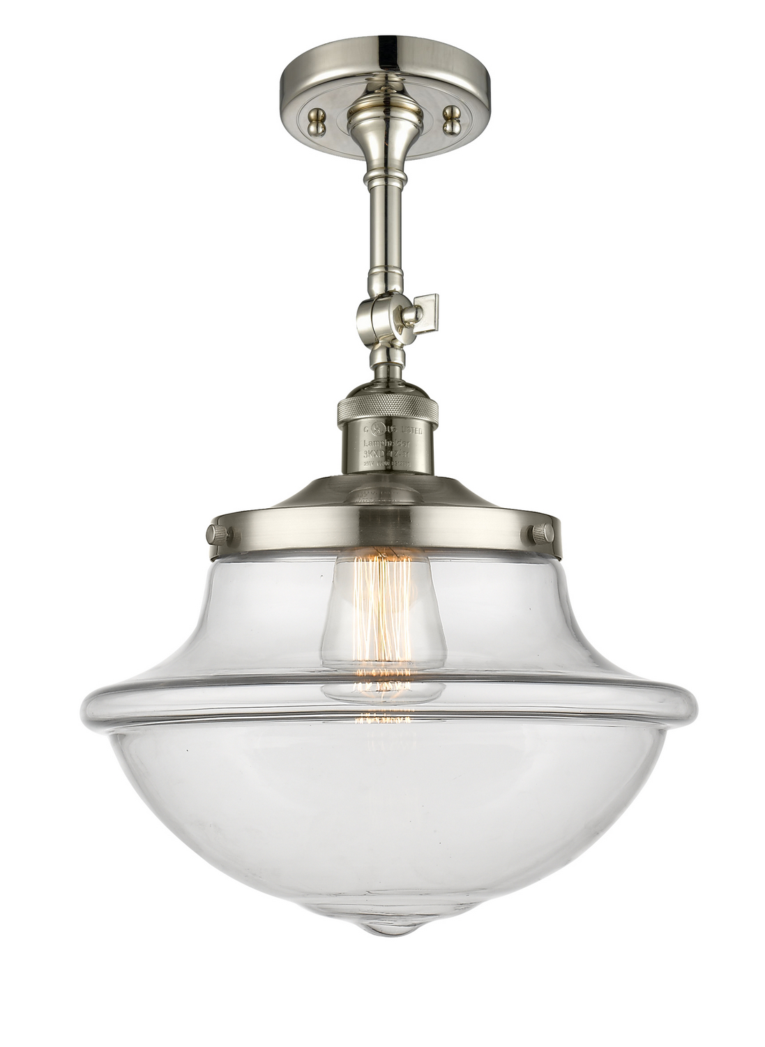 One Light Semi-Flush Mount by Innovations - Franklin Restoration Collection, Polished Nickel Finish - 201F-PN-G542