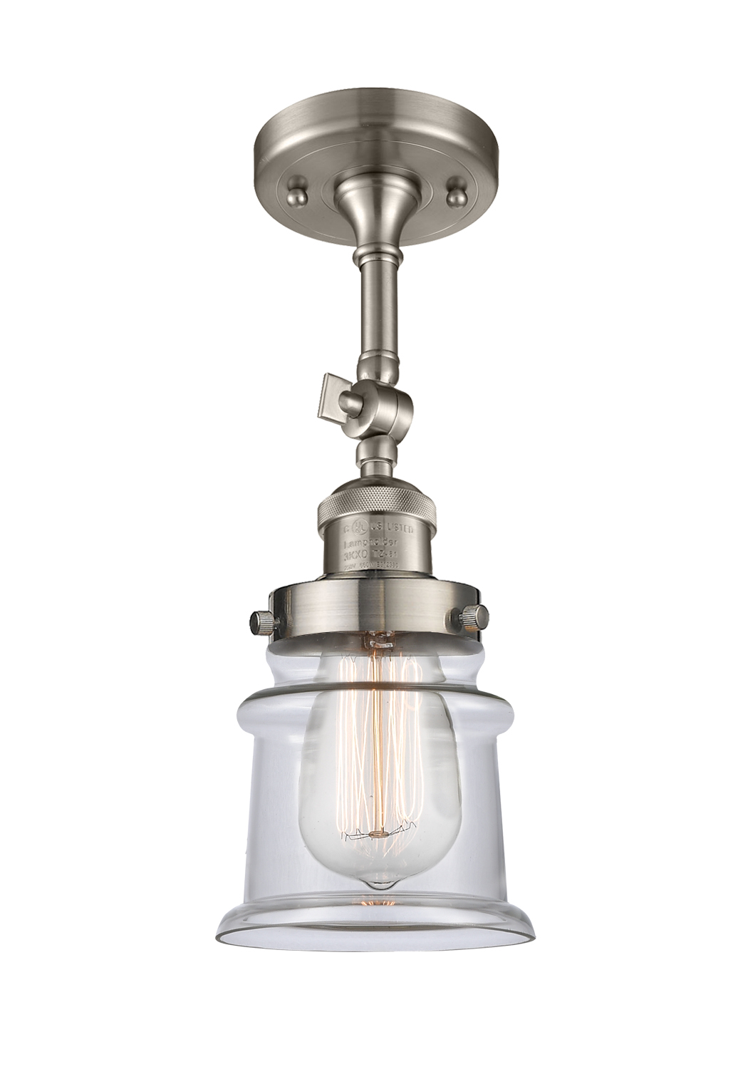 One Light Semi-Flush Mount by Innovations - Franklin Restoration Collection, Brushed Satin Nickel Finish - 201F-SN-G182S