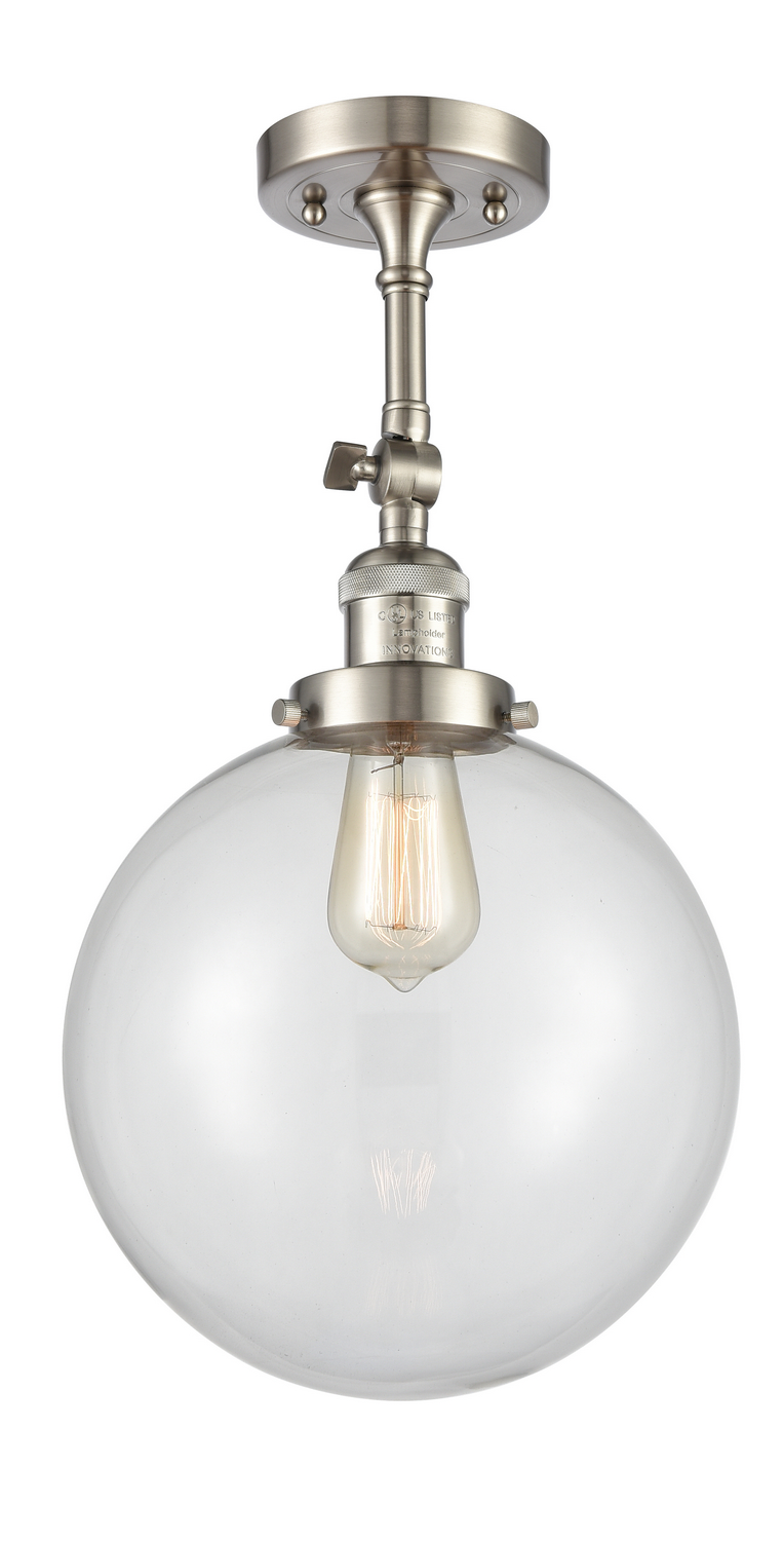 One Light Semi-Flush Mount by Innovations - Franklin Restoration Collection, Brushed Satin Nickel Finish - 201F-SN-G202-10