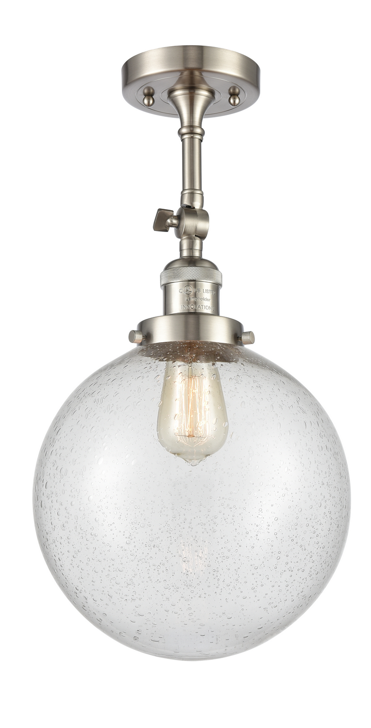 One Light Semi-Flush Mount by Innovations - Franklin Restoration Collection, Brushed Satin Nickel Finish - 201F-SN-G204-10