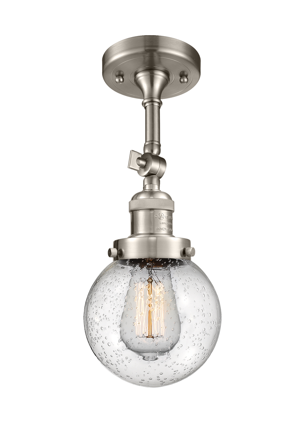 One Light Semi-Flush Mount by Innovations - Franklin Restoration Collection, Brushed Satin Nickel Finish - 201F-SN-G204-6