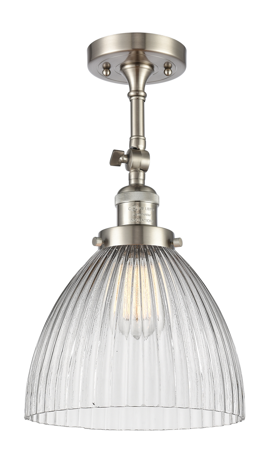One Light Semi-Flush Mount by Innovations - Franklin Restoration Collection, Brushed Satin Nickel Finish - 201F-SN-G222