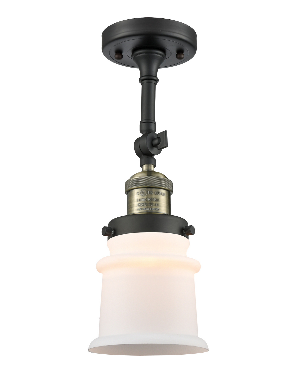 One Light Semi-Flush Mount by Innovations - Franklin Restoration Collection, Black Antique Brass Finish - 201F-BAB-G181S