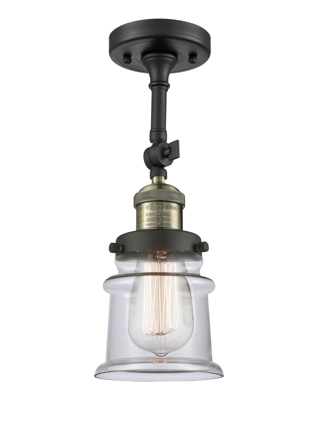 LED Semi-Flush Mount by Innovations - Franklin Restoration Collection, Black Antique Brass Finish - 201F-BAB-G182S-LED
