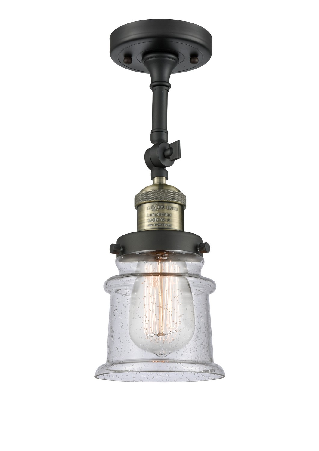 LED Semi-Flush Mount by Innovations - Franklin Restoration Collection, Black Antique Brass Finish - 201F-BAB-G184S-LED