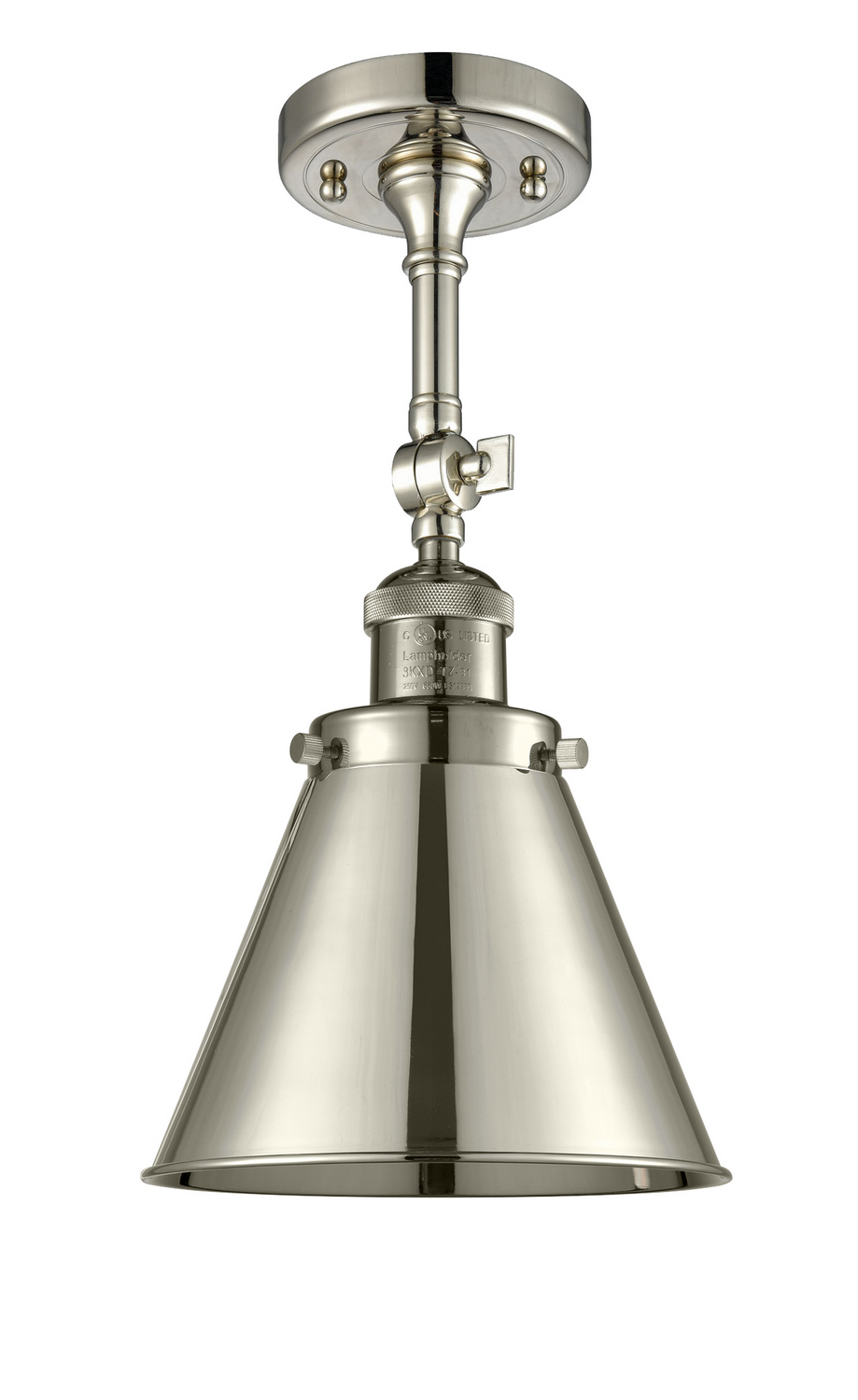 One Light Semi-Flush Mount by Innovations - Franklin Restoration Collection, Polished Nickel Finish - 201F-PN-M13-PN