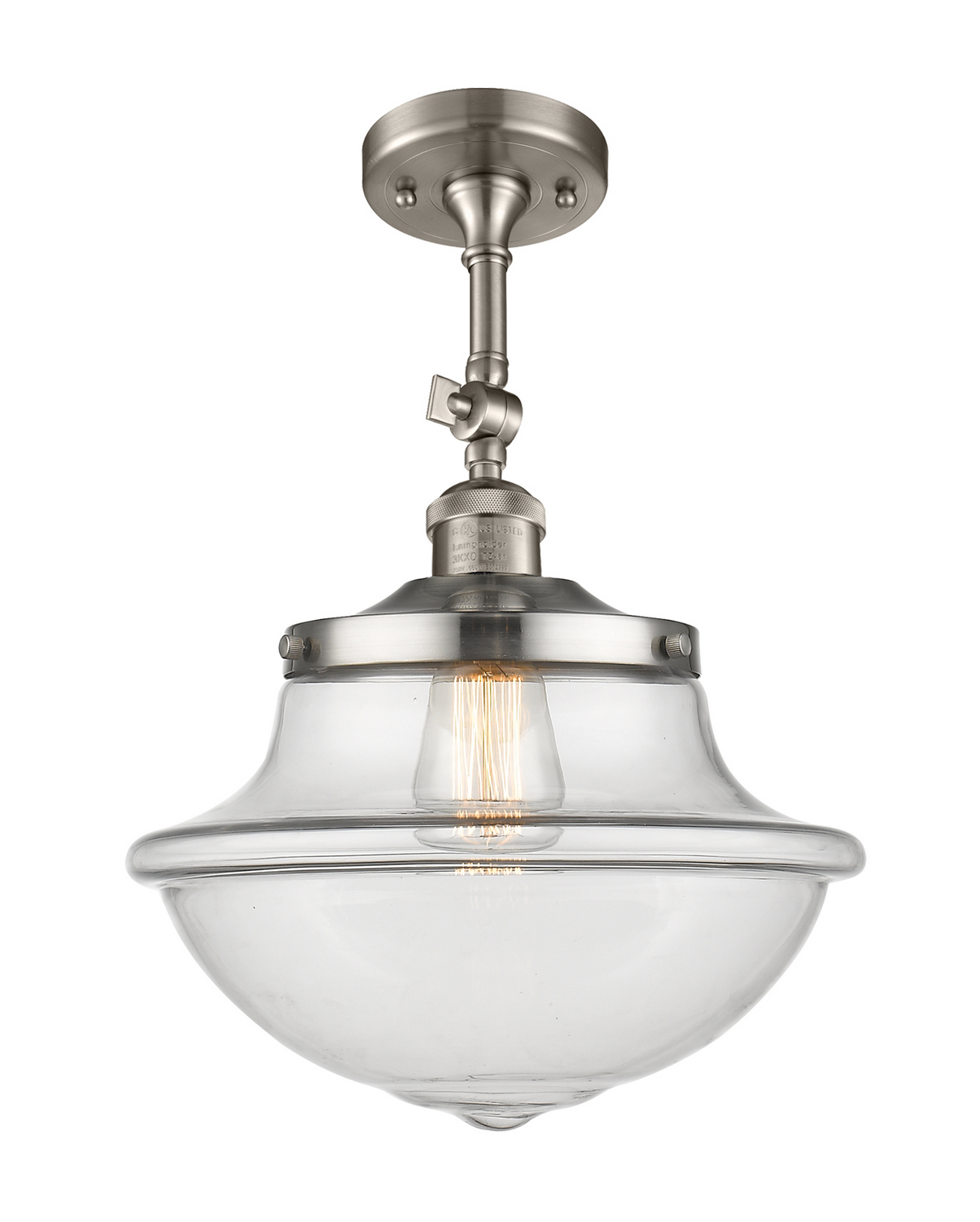 One Light Semi-Flush Mount by Innovations - Franklin Restoration Collection, Brushed Satin Nickel Finish - 201F-SN-G542