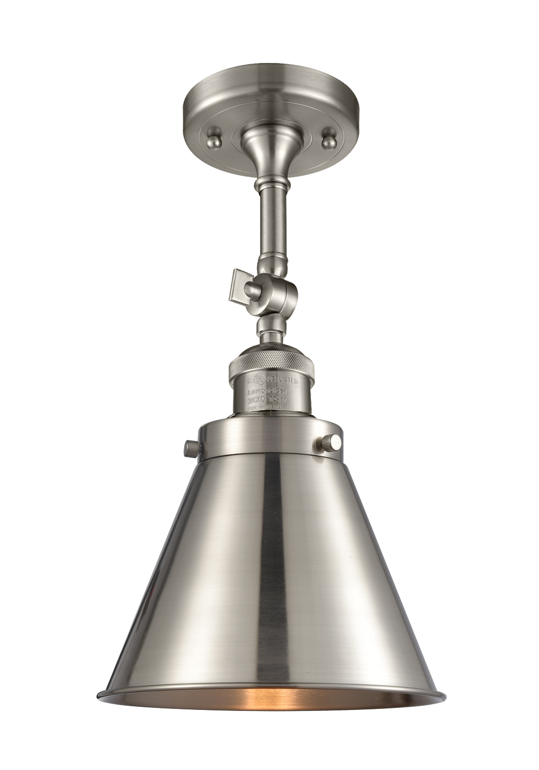 One Light Semi-Flush Mount by Innovations - Franklin Restoration Collection, Brushed Satin Nickel Finish - 201F-SN-M13-SN