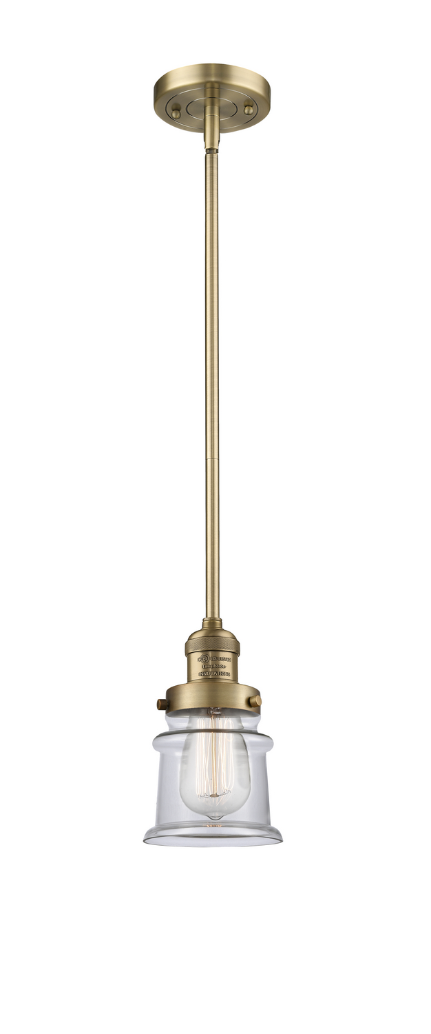 One Light Mini Pendant by Innovations - Franklin Restoration Collection, Brushed Brass Finish - 201S-BB-G182S