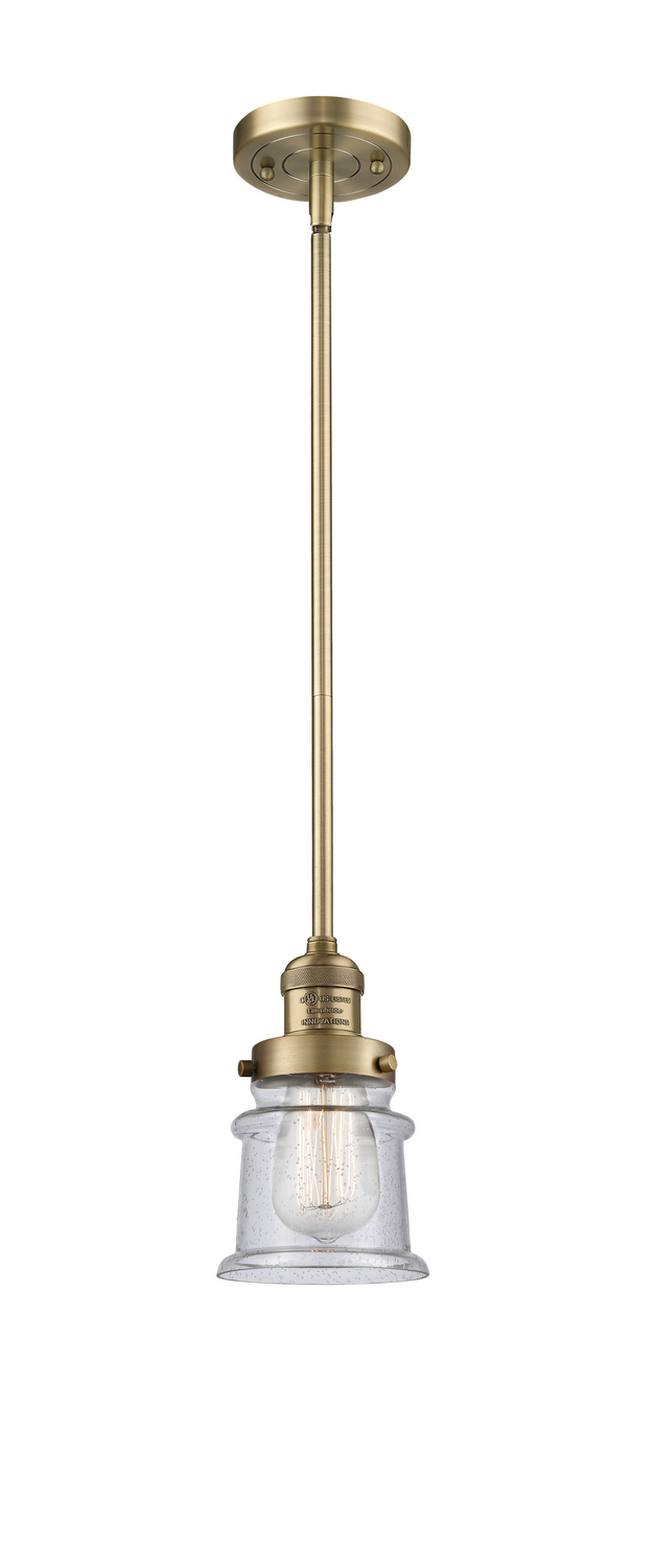 One Light Mini Pendant by Innovations - Franklin Restoration Collection, Brushed Brass Finish - 201S-BB-G184S
