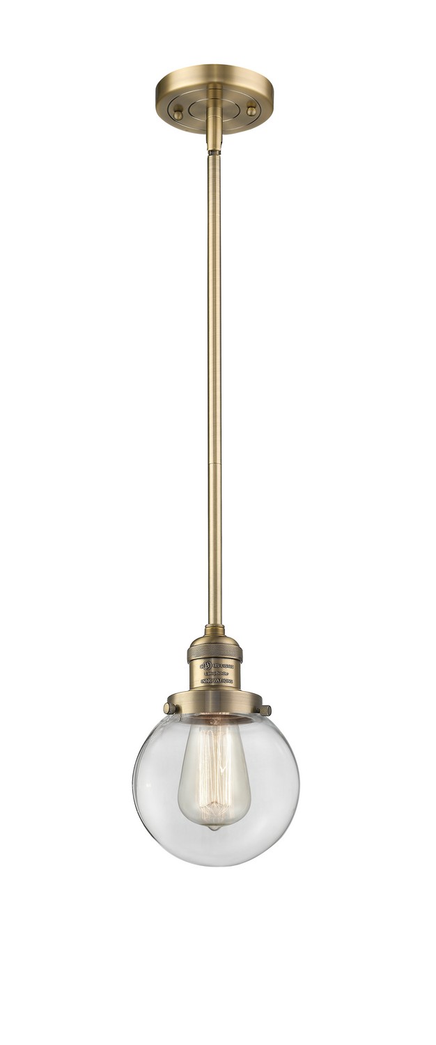 LED Mini Pendant by Innovations - Franklin Restoration Collection, Brushed Brass Finish - 201S-BB-G202-6-LED