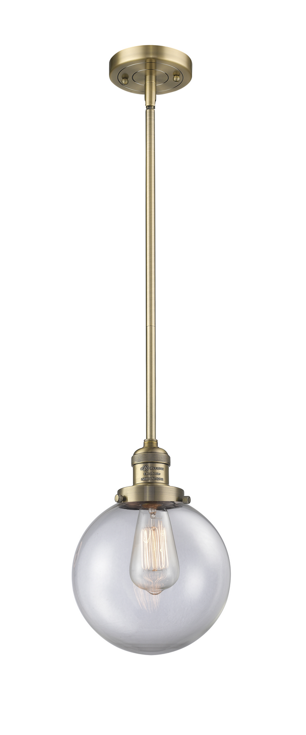 One Light Mini Pendant by Innovations - Franklin Restoration Collection, Brushed Brass Finish - 201S-BB-G202-8